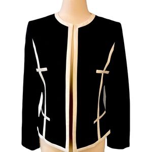 Kasper Jacket New with tag. Black & Ivory. Size 10. Open front.